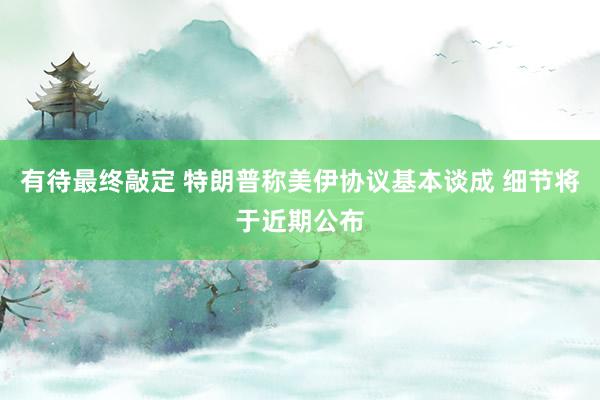 有待最终敲定 特朗普称美伊协议基本谈成 细节将于近期公布