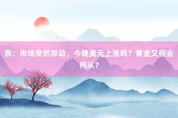 宗：市场突然异动，今晚美元上涨吗？黄金又何去何从？