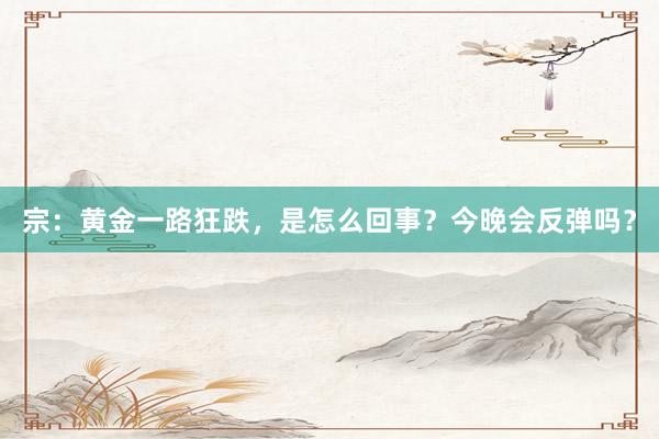 宗：黄金一路狂跌，是怎么回事？今晚会反弹吗？