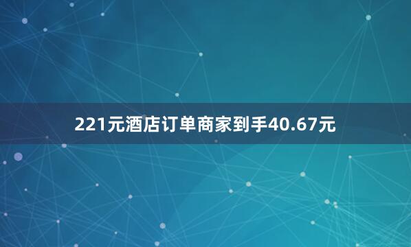 221元酒店订单商家到手40.67元