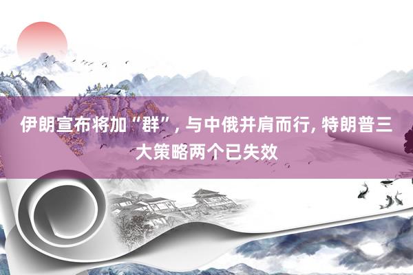 伊朗宣布将加“群”, 与中俄并肩而行, 特朗普三大策略两个已失效