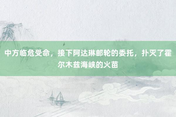中方临危受命，接下阿达琳邮轮的委托，扑灭了霍尔木兹海峡的火苗