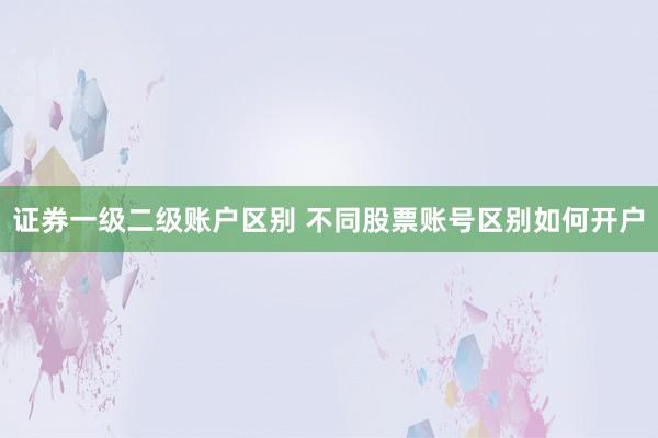 证券一级二级账户区别 不同股票账号区别如何开户