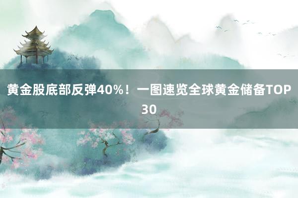 黄金股底部反弹40%！一图速览全球黄金储备TOP30
