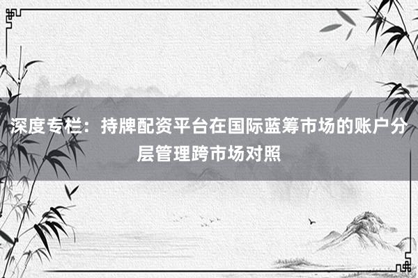 深度专栏：持牌配资平台在国际蓝筹市场的账户分层管理跨市场对照