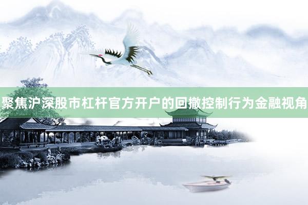 聚焦沪深股市杠杆官方开户的回撤控制行为金融视角