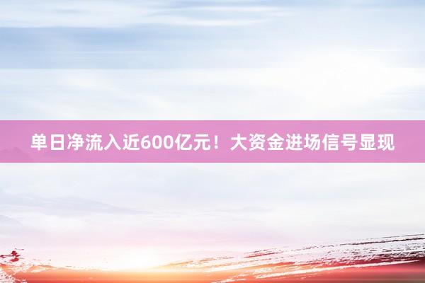 单日净流入近600亿元!大资金进场信号显现