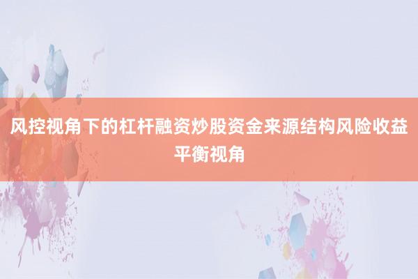 风控视角下的杠杆融资炒股资金来源结构风险收益平衡视角