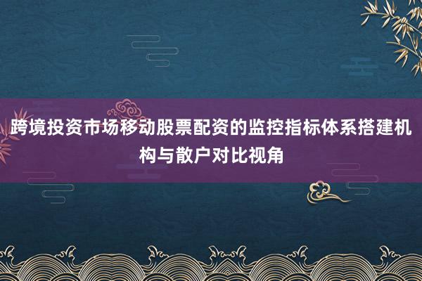 跨境投资市场移动股票配资的监控指标体系搭建机构与散户对比视角