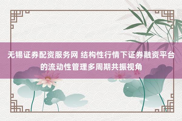 无锡证券配资服务网 结构性行情下证券融资平台的流动性管理多周期共振视角