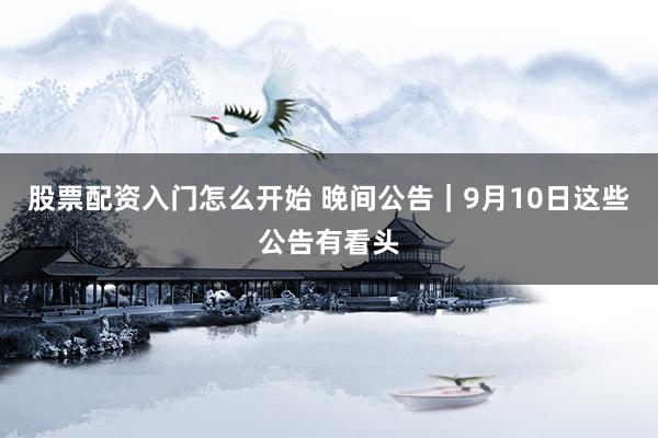 股票配资入门怎么开始 晚间公告｜9月10日这些公告有看头