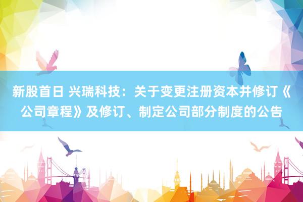 新股首日 兴瑞科技：关于变更注册资本并修订《公司章程》及修订、制定公司部分制度的公告