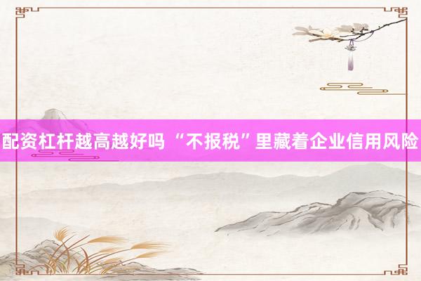 配资杠杆越高越好吗 “不报税”里藏着企业信用风险